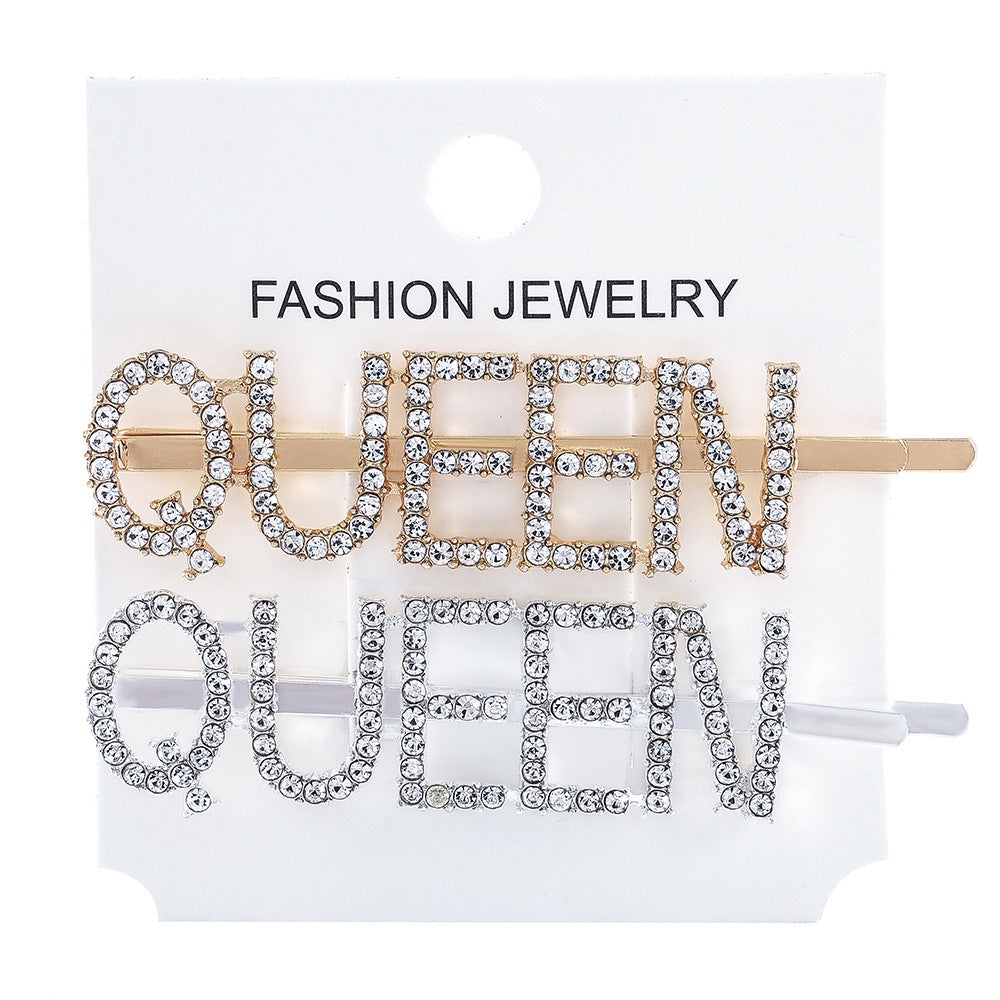 Wholesale Women's Diamond Letter All-match Bangs Hairpin Clip